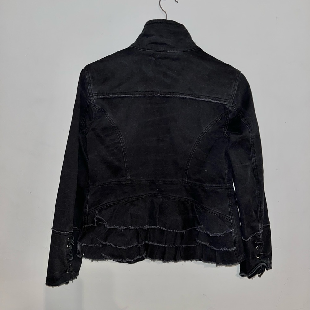 FREE PEOPLE Ruffled Black Boho Jacket sz S - Picture 2 of 8